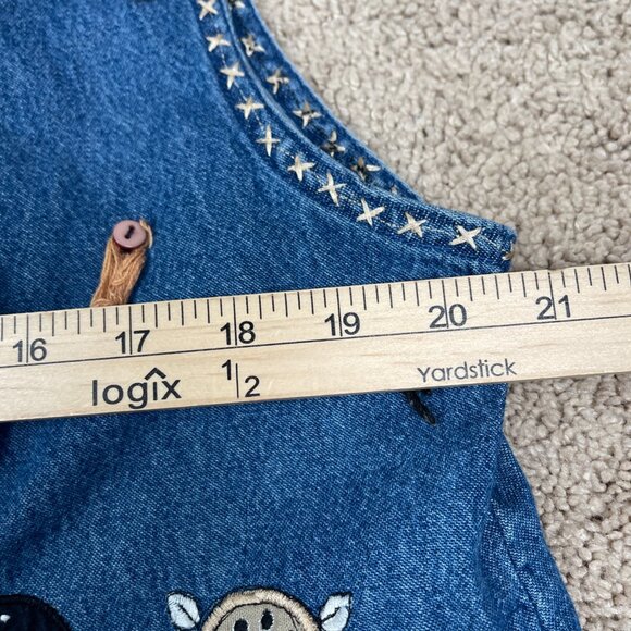 Life Style Vest Woman XL Denim Cat Lady Embroidered Appliqué Wacky Fun Funky Art - Picture 8 of 10